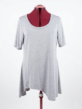 STRAZZI - Asymmetrical Sharkbite Hem Tunic – Heather Grey Medium